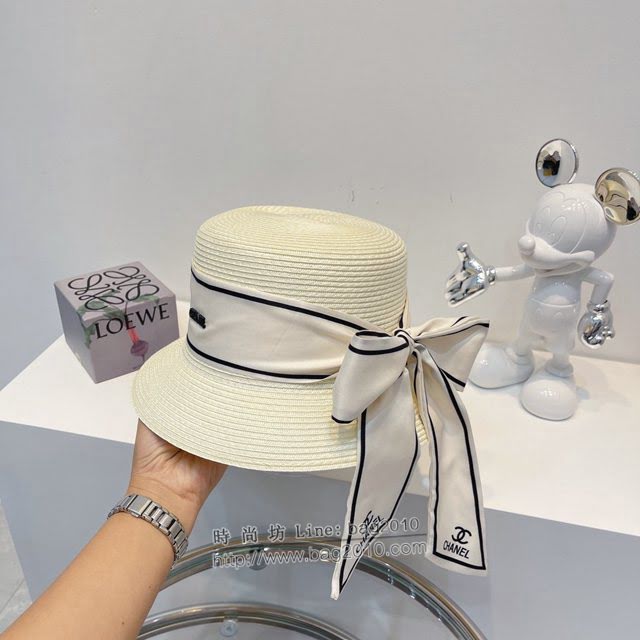 Chanel爆款女士帽子 香奈兒2021春夏新款度假冰絲小禮帽盆帽  mm1594